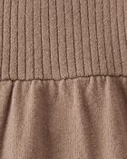 Baby Organic Cotton Ribbed Sweater Knit Dress in Light Brown, image 4 of 5 slides