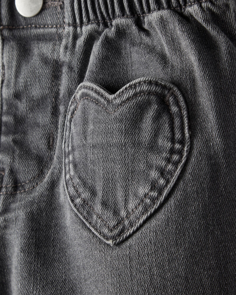 Baby Girl Heart Pocket Barrel Jeans - Black, image 3 of 5 slides