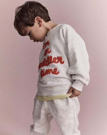 Toddler 'I'm On Toddler Time'  Dolman-Sleeve Sweatshirt - Heather Grey, 
