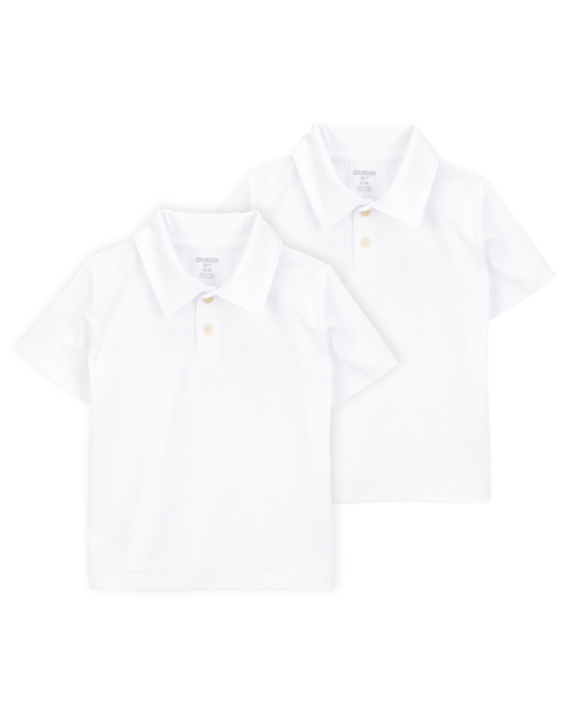 Toddler 2-Pack Active Uniform Polo Shirts in Moisture Wicking BeCool&trade; Fabric - White, image 1 of 4 slides