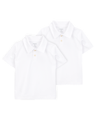 Toddler 2-Pack Active Uniform Polo Shirts in Moisture Wicking BeCool&trade; Fabric - White, image 1 of 4 slides