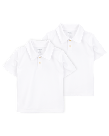 Toddler 2-Pack Active Uniform Polo Shirts in Moisture Wicking BeCool&trade; Fabric - White, 