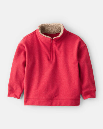Toddler Boy Long-Sleeve Quarter-Zip Pullover Sweatshirt - Red, 