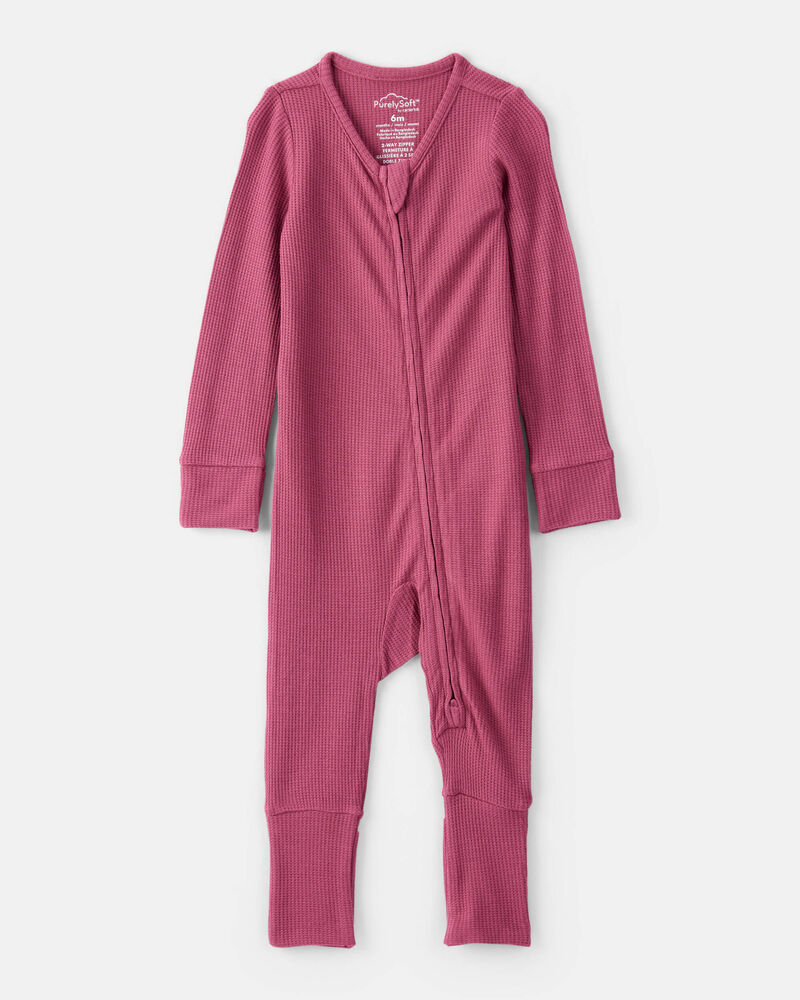 Baby Girl PurelySoft Long-Sleeve Sleep & Play Pajamas - Burgundy, image 1 of 8 slides