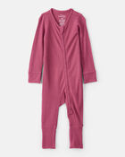 Baby Girl PurelySoft Long-Sleeve Sleep & Play Pajamas - Burgundy, image 1 of 8 slides
