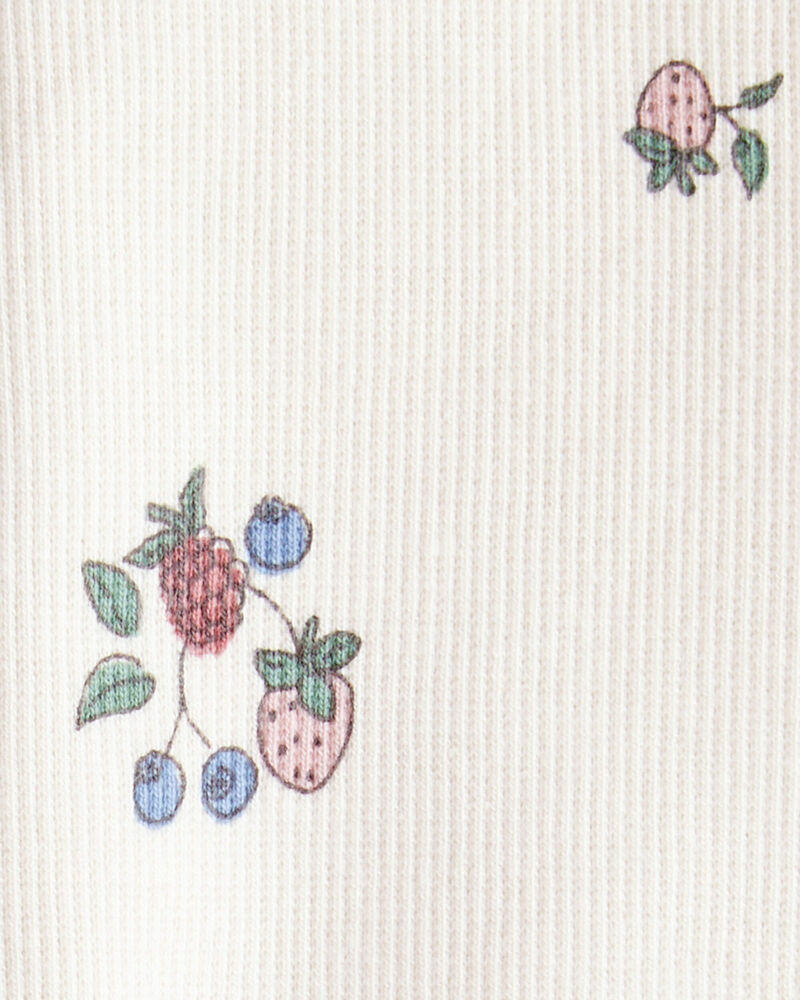 Baby Girl Organic Cotton Ribbed Knit Pants in Berry Blossom Print, image 4 of 5 slides
