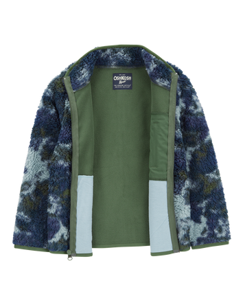Boys Tie Dye Sherpa Knit Jacket - Navy, 
