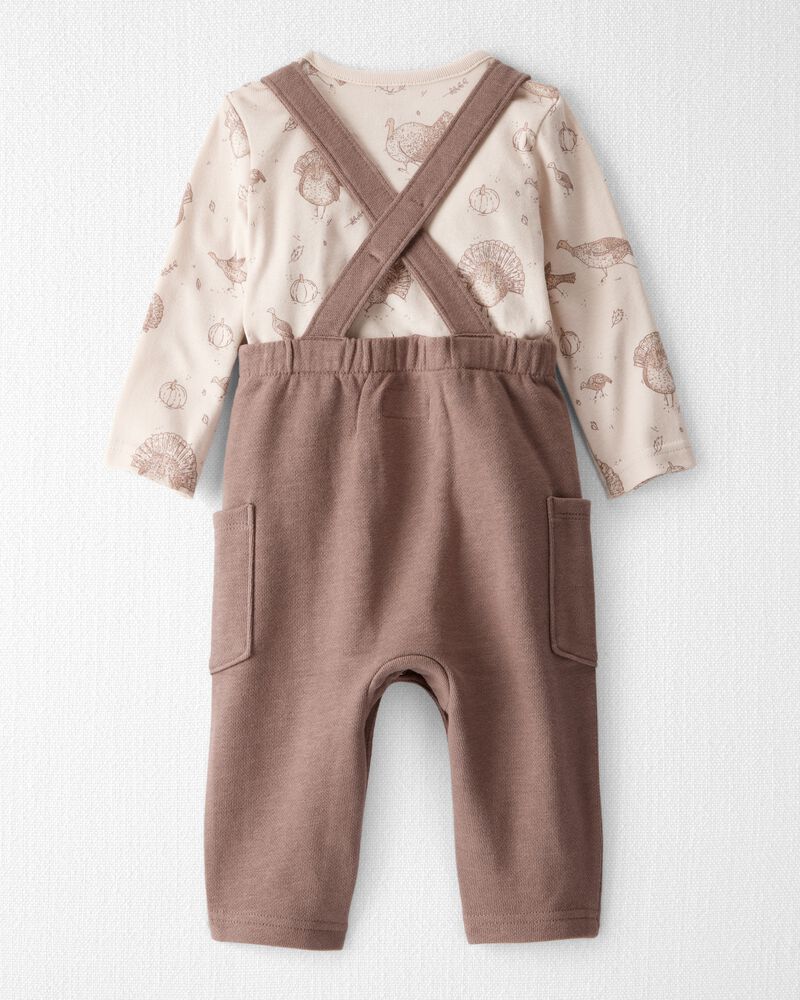 Baby 2-Piece Organic Overall Set in Autumn Grove Print, image 2 of 6 slides