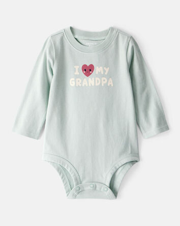 Baby Girl Cotton Long-Sleeve Graphic Bodysuit - Blue, 