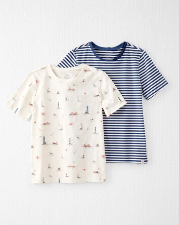 Kid 2-Pack Organic Cotton Coastal Knit Tees, 