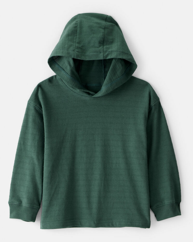 Toddler Boy Cotton Long-Sleeve Hooded Top - Green, image 1 of 3 slides