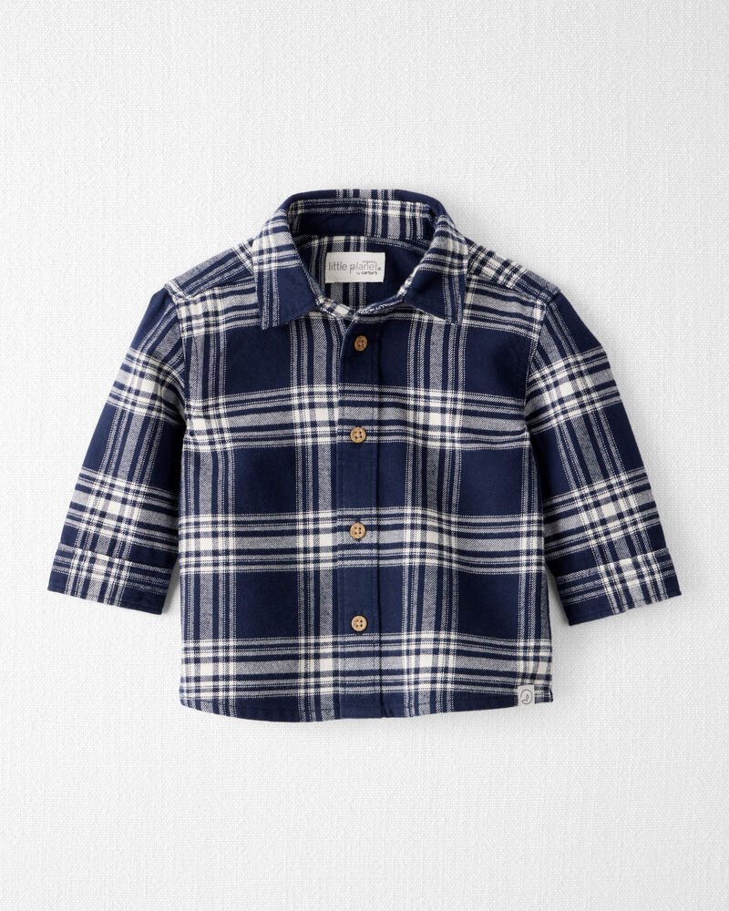 Baby Boy Organic Cotton Button-Front Flannel Shirt, image 1 of 4 slides