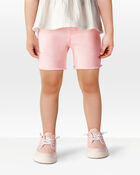 Toddler Iconic Denim Shorts: Frayed Hem - Pink, image 2 of 6 slides
