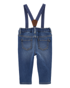 Baby Knit Denim Suspender Pants, image 2 of 4 slides