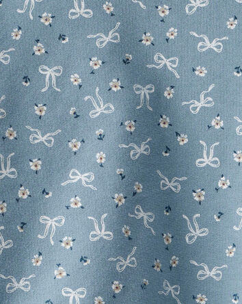 Baby Girl 2-Piece Bow Print Cotton Long-Sleeve Hoodie & Pant Set - Blue, 