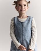 Toddler Girl Pointelle Long-Sleeve Top - Cream, image 1 of 7 slides