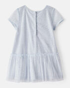 Toddler Girl Short-Sleeve Tulle Occasion Dress - Blue, image 3 of 5 slides