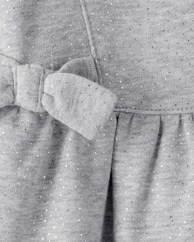 Baby Girl DayDream Fleece Bow Glitter Long-Sleeve Jumpsuit - Grey, image 2 of 3 slides