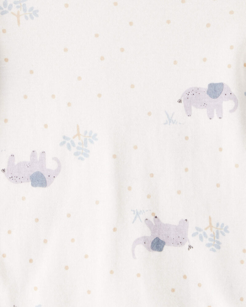 Baby 4-Pack Safari Print Cotton Long-Sleeve Multipack Bodysuits - Ivory/Yellow, image 3 of 6 slides