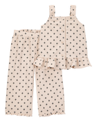 Baby 2-Piece Geo Print Button-Front Tank & Pull-On Pant Set - Tan, image 1 of 3 slides