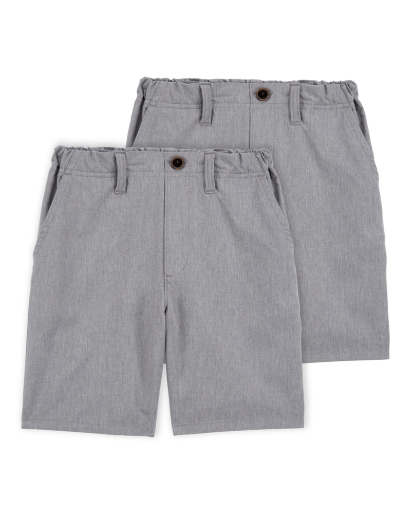 Kid 2-Pack Active Pull-On Uniform Shorts - Grey, image 1 of 4 slides
