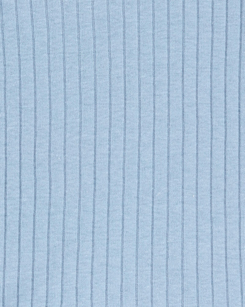 Toddler Solid Ribbed Cotton Blend 2-Piece Pajamas - Blue, image 2 of 3 slides