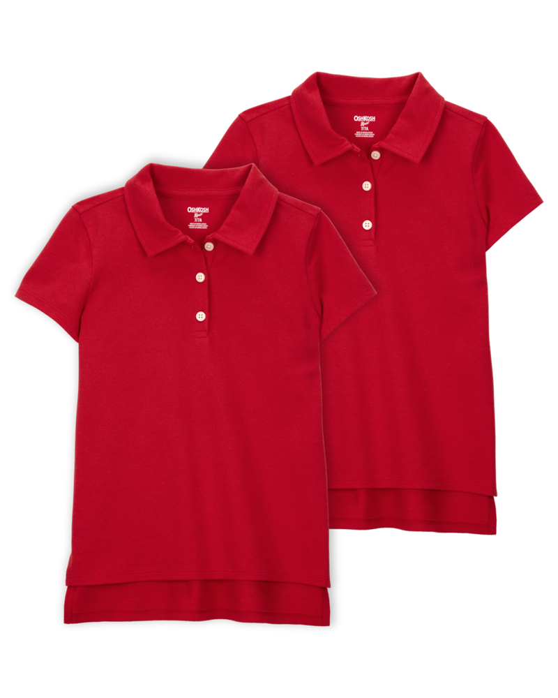 Kid 2-Pack Pique Uniform Polo Shirts - Red, image 1 of 3 slides