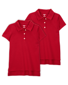 Kid 2-Pack Pique Uniform Polo Shirts - Red, image 1 of 3 slides