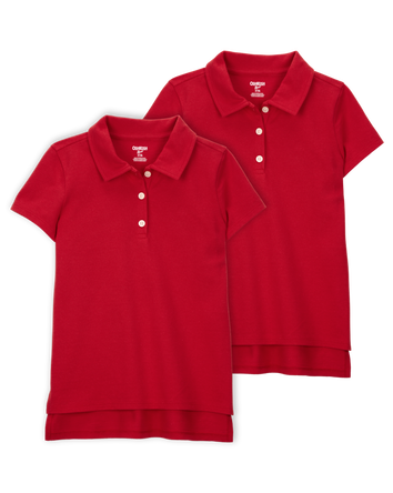 Kid 2-Pack Pique Uniform Polo Shirts - Red, 