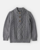Toddler Boy Cable-Knit Long-Sleeve Sweater - Grey, image 1 of 3 slides