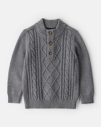 Toddler Boy Cable-Knit Long-Sleeve Sweater - Grey, 