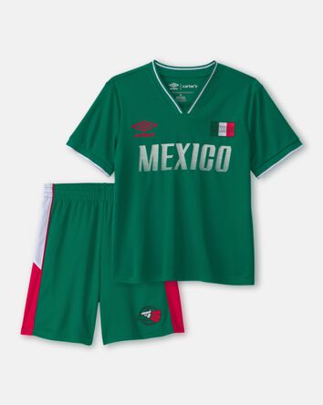 Kids 2-Piece Umbro Mexico Soccer Jersey & Short Set - Green/White/Red, 