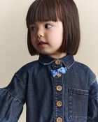 Toddler Girl Puff-Sleeve Denim Dress - Blue, image 3 of 8 slides