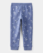 Toddler Girl Heart Print Fleece Drawstring Joggers - Blue, image 2 of 6 slides