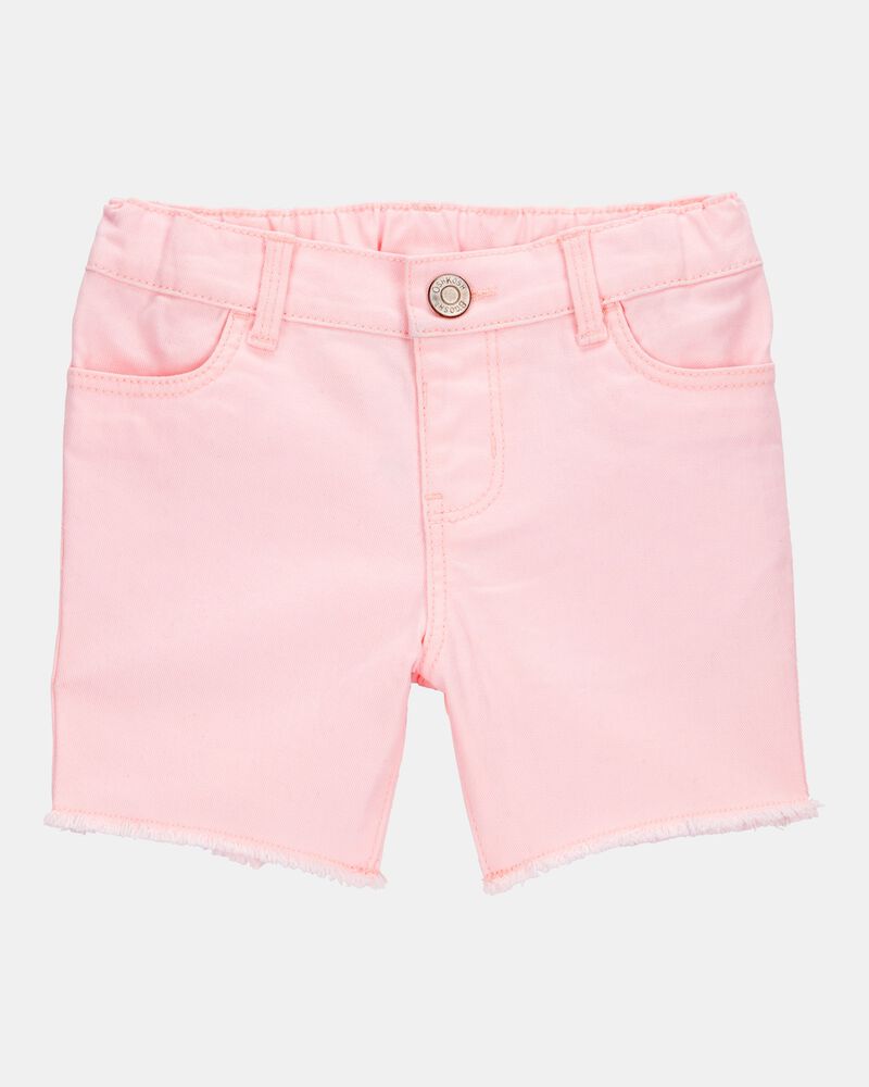 Toddler Iconic Denim Shorts: Frayed Hem - Pink, image 1 of 6 slides