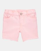 Toddler Iconic Denim Shorts: Frayed Hem - Pink, image 1 of 6 slides