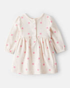 Baby Girl 2-Piece Floral Motif Sherpa Long-Sleeve Dress Set - White/Pink, image 3 of 7 slides