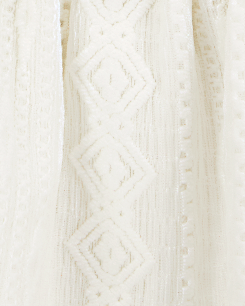 Kid 2-Piece Ruched Textured Tank & Pull-On Smocked Shorts Set -  Cream, image 2 of 6 slides