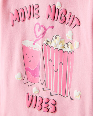 Girls Movie Print 100% Cotton Long-Sleeve 4-Piece Pajamas - Black/Pink, 