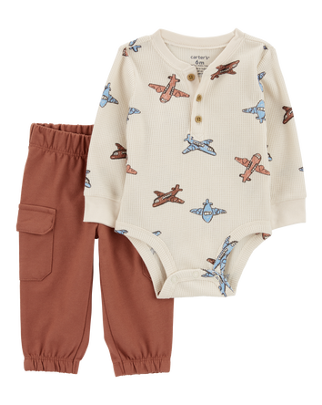 Baby Boy 2-Piece Airplane Bodysuit Pant Set, 