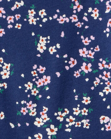 Girls Floral Long-Sleeve Peplum Top - Navy, 