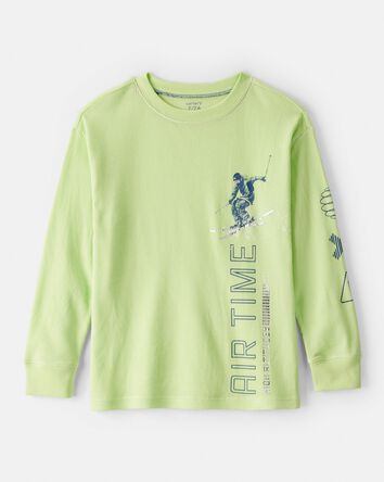 Boys Skiing Long-Sleeve Graphic Tee - Green, 