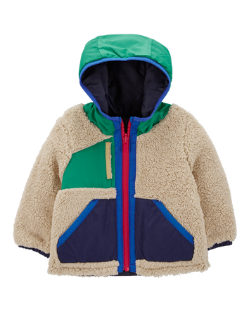 Baby Colorblock Faux Sherpa Mid-Weight Jacket, 