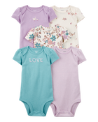 Baby Girl 5-Pack Floral Short-Sleeve Bodysuits, image 1 of 8 slides
