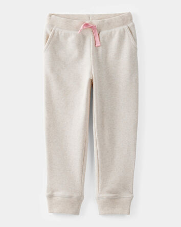 Toddler Girl Solid Fleece Drawstring Joggers - Oatmeal, 