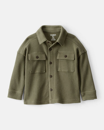 Baby Boy Long-Sleeve Waffle Knit Utility Shirt - Green, 