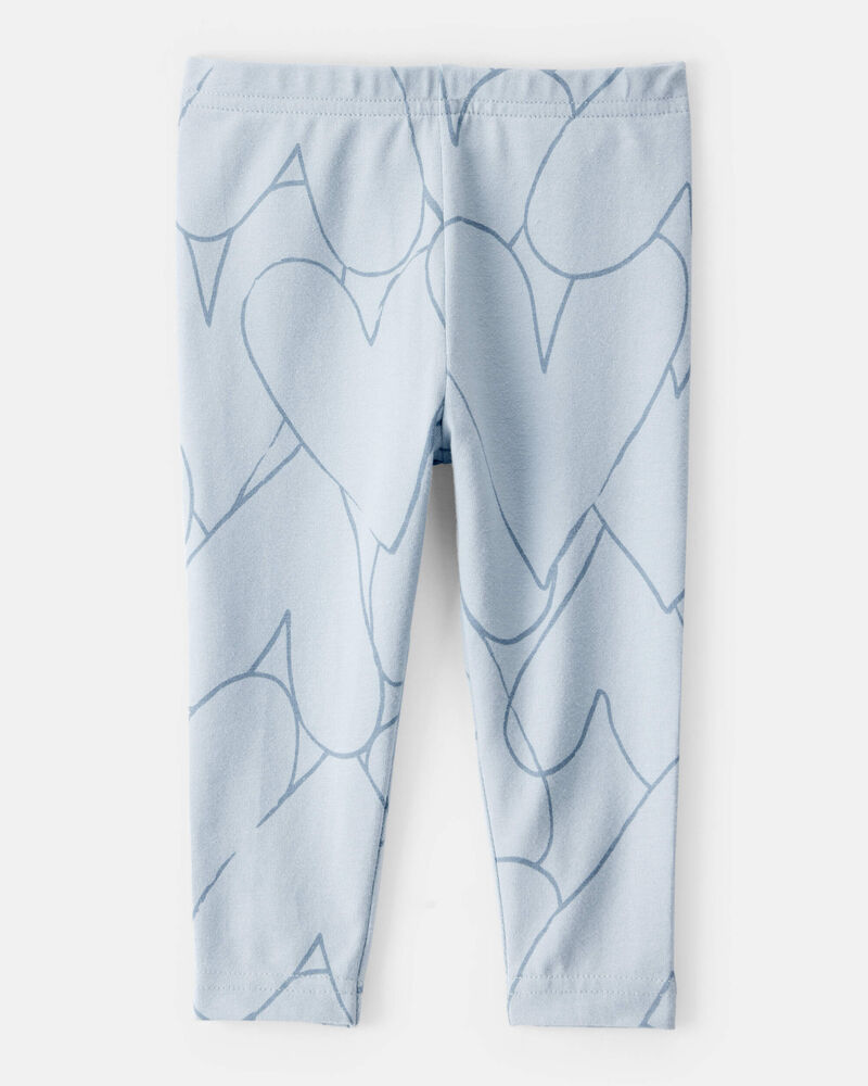 Baby Girl Cotton Heart Stretch Leggings - Blue, image 2 of 4 slides