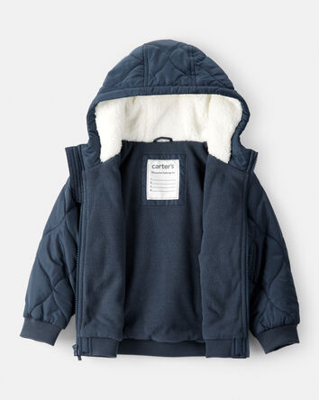 Toddler Boy Long-Sleeve Midweight Quilted Bomber Jacket - Navy, 