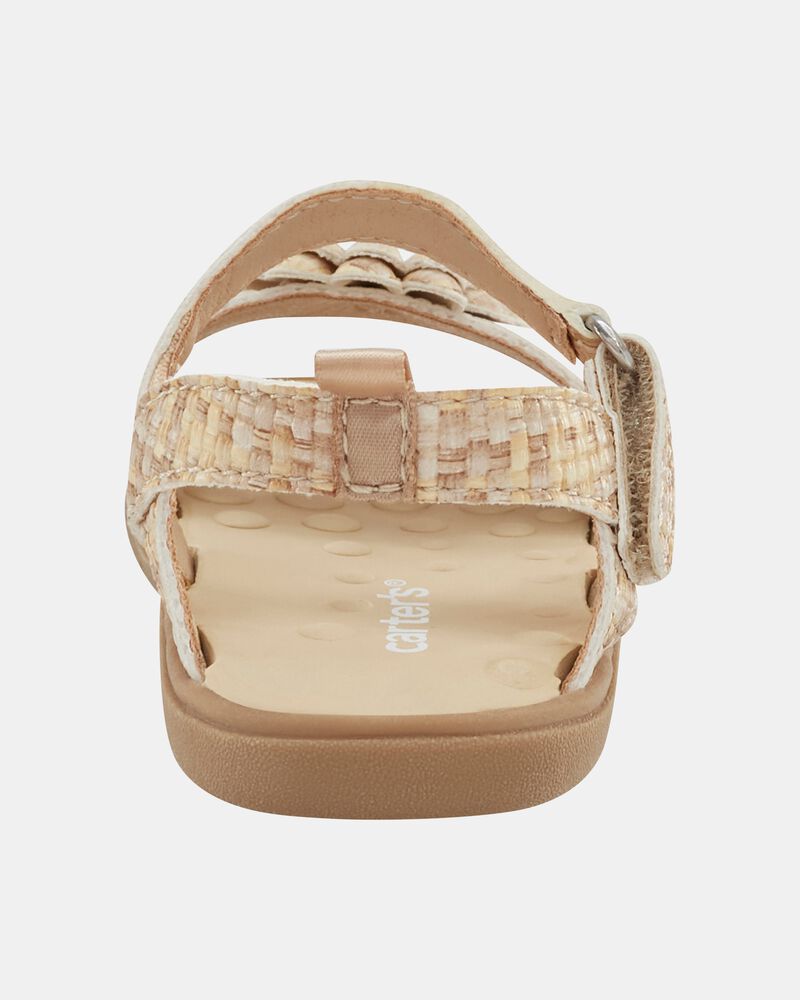 Baby  Every Step&reg; First Walker Woven Flower Accent Sandals - Beige, image 3 of 7 slides