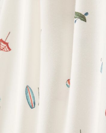 Toddler Camp Print Zip-Up PurelySoft Footless 1-Piece Pajamas - Ivory, 